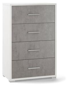 Cassettiera con 4 Cassetti 71x110x41 cm Ossido Bianco/Cemento