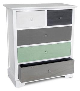 Cassetiera con 5 Cassetti in Legno Paulownia Multicolor Fadi