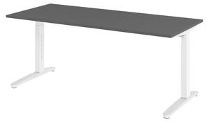 Scrivania bümö serie XB - Decorazione: grafite, dimensioni: 180 x 80 cm, struttura: bianco/alluminio lucido