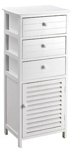 Cassetiera con 3 Cassetti e 1 Anta in Legno Paulownia Bianco Fadi