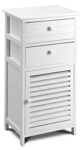 Cassetiera con 2 Cassetti e 1 Anta in Legno Paulownia Bianco Fadi