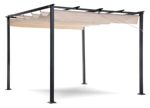 Pergola Gazebo da Giardino 3x3m Telo in Poliuretano con Apertura e Chiusura Scorrevole Taddei Suq