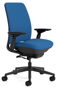 Sedia da ufficio ergonomica con supporto lombare, braccioli regolabili in 4 direzioni, colore blu