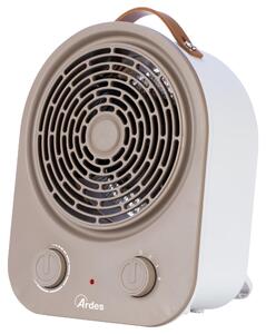Stufa ventilata, 2 livelli di potenza, termostato, 2000 W, portatile, portata aria 60 m³, colore beige-bianco