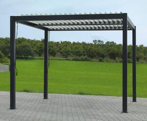 Pergola da Giardino 3x3m in Alluminio Telo Retrattile Manuale Nero