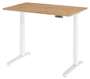 Scrivania elettrica bümö XBHM - Decorazione: rovere nodoso, dimensioni: 120 x 80 cm, struttura: bianco/alluminio lucido