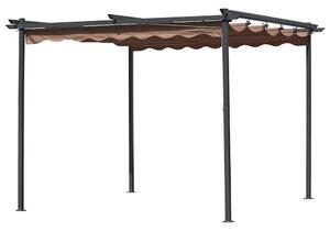 Pergola Gazebo da Giardino 3X3M Struttura in Acciaio Telo in Poliestere Ecru'