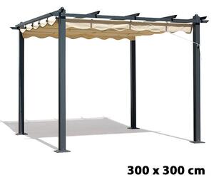 Pergola Gazebo da Giardino 3X3M Struttura Ferro e Alluminio Telo Retrattile Bertozzi Firenze