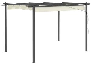 Pergola da Giardino 3,96x2,96m Tettuccio Retrattile e Struttura in Alluminio Crema