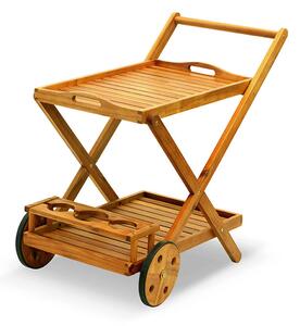 Carrello Portavivande da Giardino Pieghevole in Legno Acacia con Supporto Bottiglie Taddei
