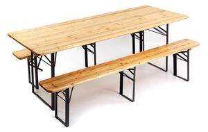 Set Birreria da Giardino Pieghevole in Legno Tavolo e 2 Panche Taddei 200