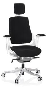 Sedia da ufficio SPEKTRE, rivestita in tessuto bianco/nero, ergonomica, con altezza regolabile