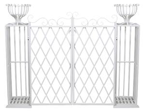Cancello Portavasi da Giardino in Metallo 164x31x124,5cm Classic Bianco