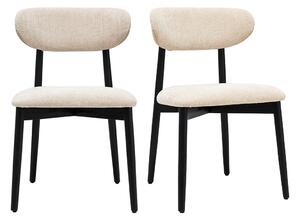 Sedie in tessuto effetto velluto texturizzato beige e legno nero (lotto di 2) SIAME