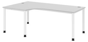 Scrivania bümö Serie H - Finitura: grigio, Dimensioni: scrivania angolare 200 x 120 cm, Struttura: bianco
