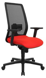 Sedia girevole ergonomica, colore rosso, regolabile in altezza, con schienale a rete