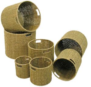 Set 7 Portavasi Rotondi in Fibra Naturale Cordi