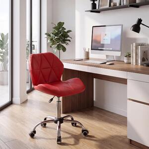 Sedia da ufficio, colore rosso, regolabile in altezza, rivestita in ecopelle, struttura in cromo