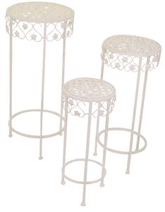 Set 3 Colonnine Portapiante Rotonde in Metallo Letizia Bianco