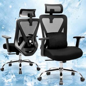 Sedia da ufficio ergonomica con poggiatesta 3D, supporto lombare e braccioli