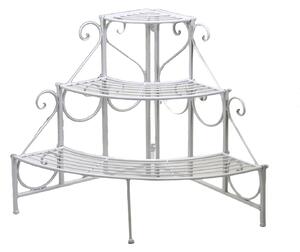 Portavaso in Metallo Scaletta 3 Gradini 81x58H60cm Bianco