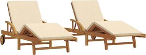 Lettino da sole 2 pcs Beige 200 x 67 x 84 cm