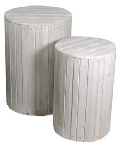 Set 2 Portapiante in Legno ø49H70cm Bianco