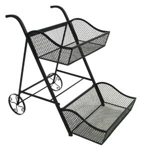 Scaffale Portapiante in Acciaio 2 Piani 98x58H91cm Nero