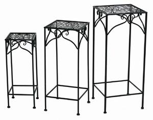 Set 3 Portapiante in Metallo 30x30H73cm Jessica Nere