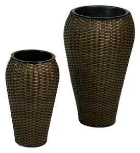 Set 2 Portavasi in Polyrattan ø32/38H62cm Alto Svasato Noce