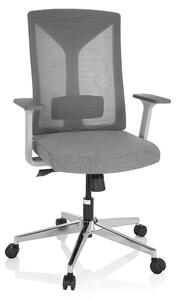 Sedia da ufficio HALIFAX, rivestita in tessuto/rete, colore grigio, regolabile in altezza