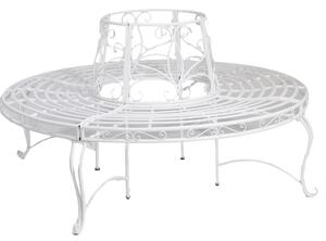 Panchina Rotonda da Giardino in Metallo Ø151 cm Bianca