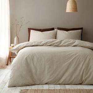 Set copripiumino e federa grigio tortora per letto matrimoniale 200x200 cm Cotton Rich Narrow Woven Stripe – Pineapple Elephant