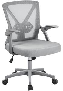 Sedia da ufficio ergonomica - Sedia ufficio a rete - Braccioli ribaltabili e supporto lombare - Grigio