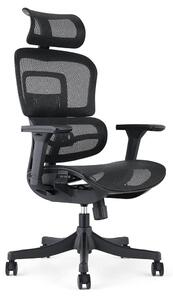 Sedia da ufficio ergonomica, realizzata in tessuto a rete, con braccioli 3D, poggiatesta, colore nero
