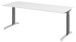 Scrivania bümö Serie XB - Finitura: bianco, struttura: grafite/alluminio lucido, dimensioni: 200 x 80 cm