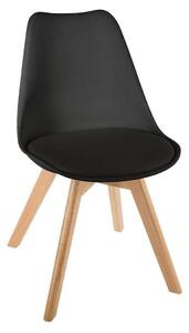 Sedia da ufficio con struttura in legno di faggio, rivestimento in poliuretano, colore nero, dimensioni 48x40x46 cm