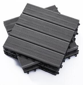 Pavimentazione da Esterno Incastrabile 11 Mattonelle 30x30x2.2 cm Grigia