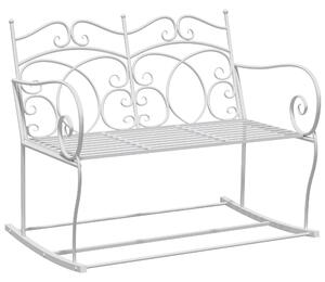 Panchina a Dondolo da Giardino 2 Posti in Ferro Shabby Bianco 102x74.5x78 cm