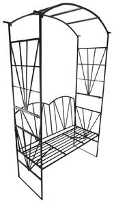 Panchina da Giardino 2 Posti con Arco Rampicanti per Piante Nero 115x59x203 cm