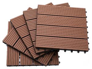 Pavimentazione da Esterno Incastrabile 11 Mattonelle 30x30x2.2 cm Marrone a Righe
