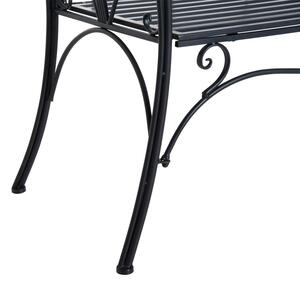 Panchina da Giardino 2 Posti in Metallo Nera 133x51.5x90 cm