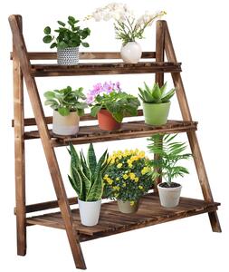Portapiante da Giardino a 3 Ripiani in Legno di Abete 100x37x93 cm Scaletta