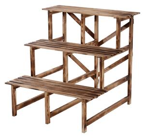 Scaletta Fioriera Portavasi da Giardino a 3 Ripiani in Legno di Abete 80x80x80 cm
