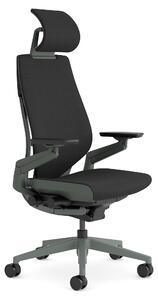 Sedia da ufficio ergonomica con poggiatesta, regolabile, colore nero