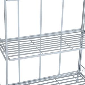 Fioriera Scaffale Portafiori Verticale a 4 Ripiani in Ferro Verniciato Bianco 71x33x164 cm