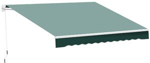 Tenda da Sole Avvolgibile Manuale a Parete Tessuto di Poliestere Verde 2.5x2m