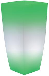 Vaso Luminoso Quadrato 33x33x70 cm Bauer Home Light Ghiaccio e Verde