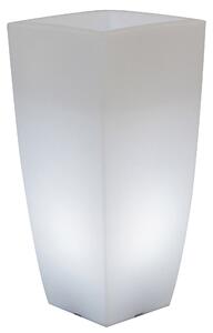 Vaso Luminoso Quadrato 33x33x70 cm Bauer Home Light Ghiaccio e Bianco