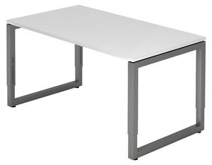 Scrivania della serie "R" di bümö: finitura bianca, struttura in grafite, dimensioni 140 x 80 cm